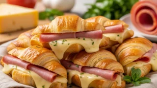 Mini Croissants de Queijo e Presunto