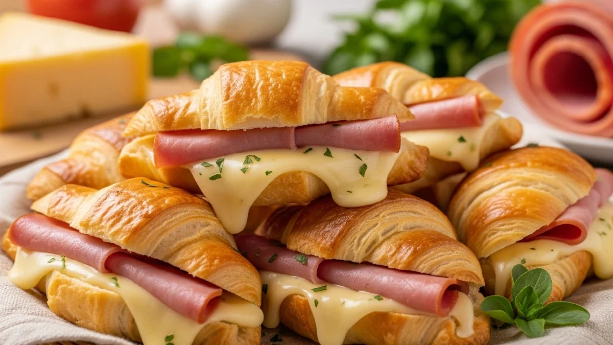 Mini Croissants de Queijo e Presunto