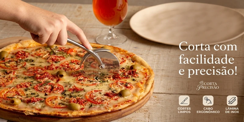 WOLFF - Cortador de Pizza em Liga de Zinco com Cabo Antiderrapante Chef Pro 18,5cm - Imagem do produto