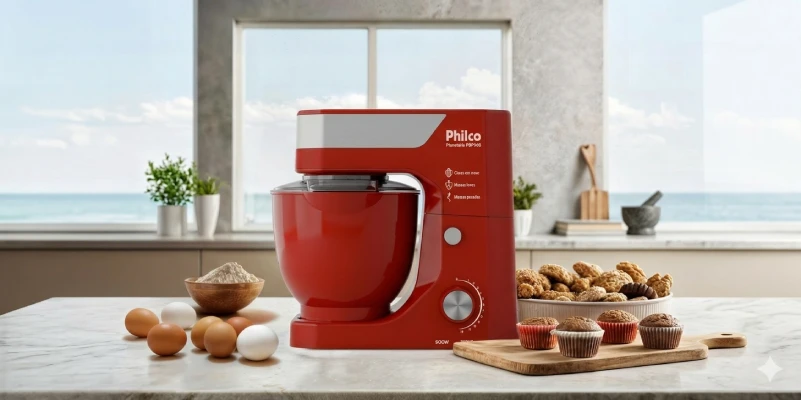 Batedeira Planetária Philco 900W – Tigela 5L, 12 Velocidades + Turbo - Imagem do produto